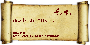 Aszódi Albert névjegykártya