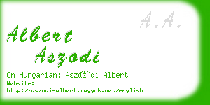 albert aszodi business card